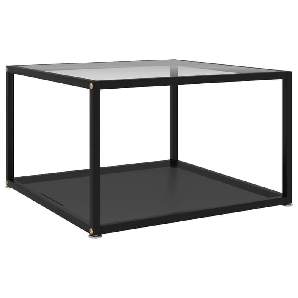 Petromila vidaXL Konferenčný stolík, priehľadný+čierny 60x60x35 cm, tvrdené sklo